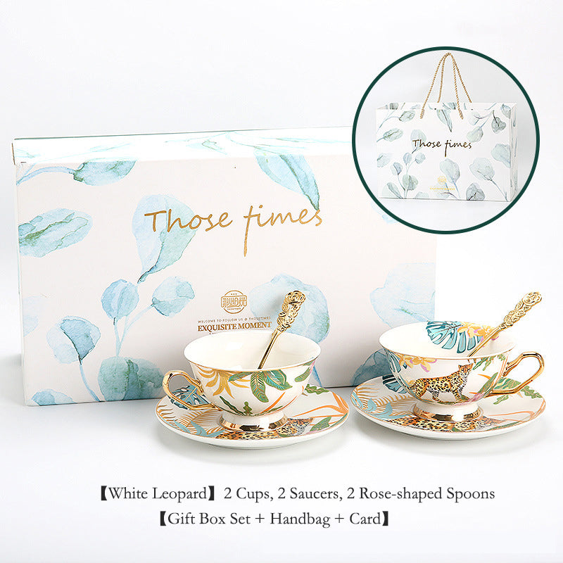 Couple Coffee Mug Set, Fine Bone China - European Mild Luxury, Elegant English Afternoon Tea Cups, Premium Ceramic, Gift Box for Anniversary/Wedding