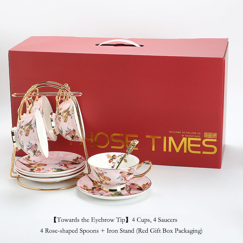 "Luxury Ceramic Afternoon Tea Set with Candle Warmer - English High Tea & French Style, Fruit Infuser Teapot, Floral Teacups, Elegant Tea Service for Home Ambiance & Gift-Giving"