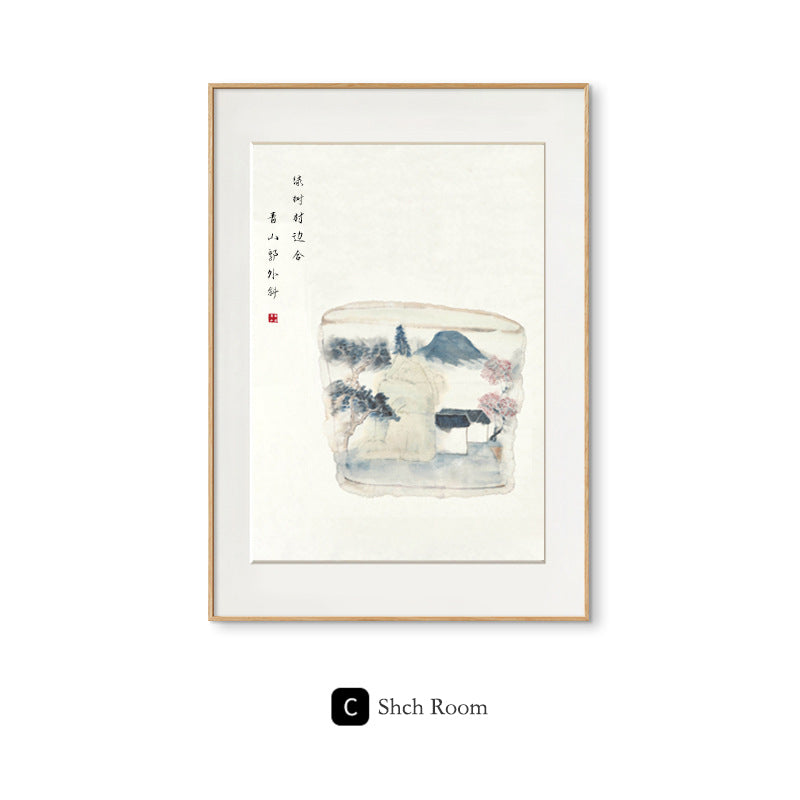 Z"Chinese Elegant Vase Painting, Multi-Panel Ink Wash Landscape Scroll, Zen Tea Room Wall Art, Oriental Bottle World Canvas, Asian Classic Mountain Water Decor for Dining Room"