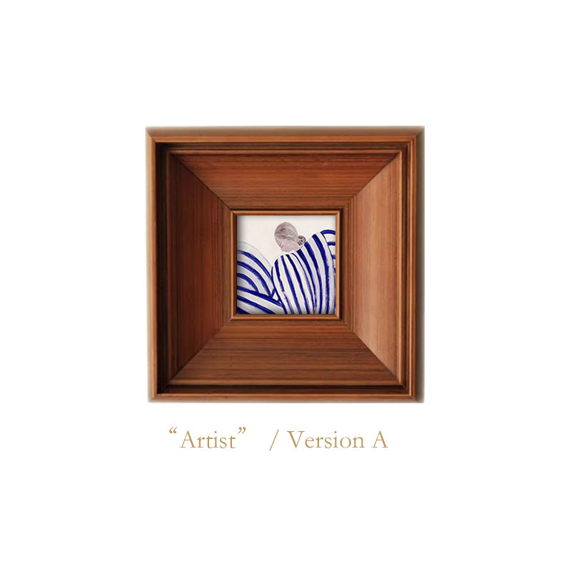 French Mid-Century Modern Portrait Wall Art, Solid Wood Frame Gallery Canvas, Scandinavian Retro Landscape Painting for Living Room & Bedroom