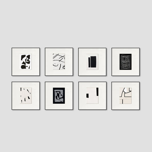 Eight Sets of Paintings/Each Only ＄44  Melancholy" Modern Minimalist Living Room Wall Art, Black White Gray Abstract Painting, Bedroom Office Commercial Gallery Wall Set