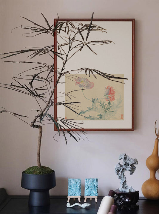 Spring Blossoms and Autumn Fruits: Yun Shouping's Sketched Flower Paintings - New Chinese-style Hanging Scrolls, Freehand Ink Wash & Song Dynasty-style Artworks for Study & Zen Tea Room, Oriental Artistic Conception Decorative Paintings
