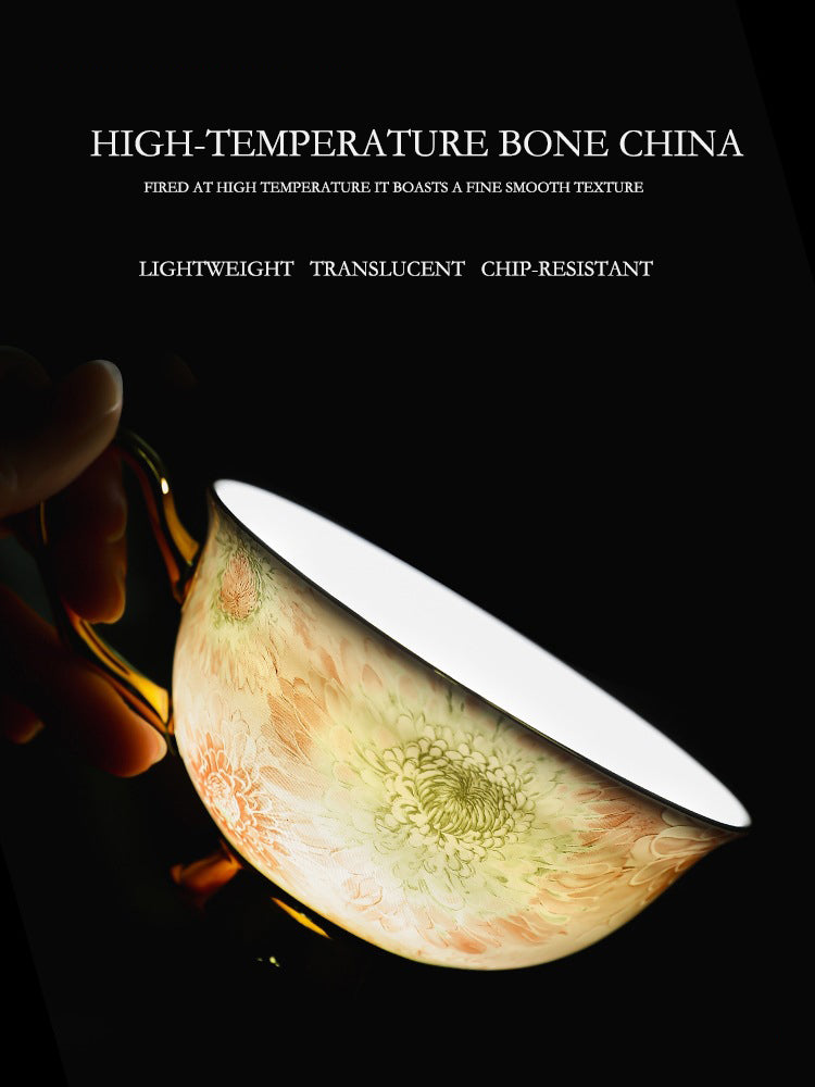 Luxury Fine Bone China Coffee Cup Set - Elegant Afternoon Tea Cups & Saucers, High-End Minimalist Tableware with Premium Aesthetic, Unique Gift Box for Housewarming & Weddings