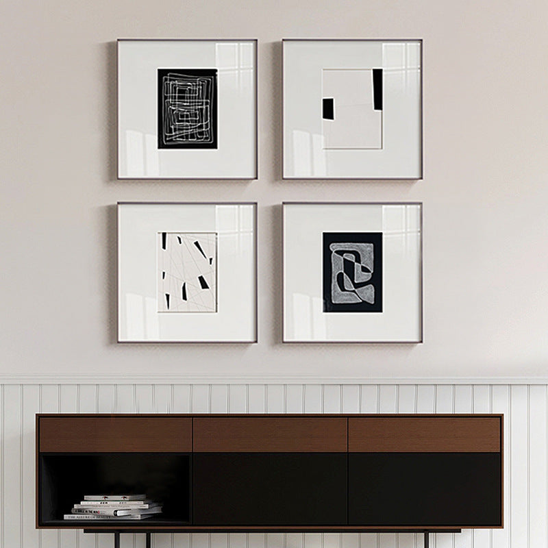 "Melancholy" Modern Minimalist Living Room Wall Art, Black White Gray Abstract Painting, Bedroom Office Commercial Gallery Wall Set