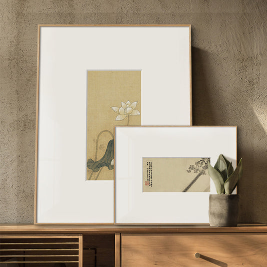 Z"Chinese Gongbi Lotus Painting, Vintage Flower Wall Art for Restaurant, Tea Room Mural, New Chinese Style Botanical Tabletop Decor, Asian-inspired Home Dining Room Decoration, Oriental Canvas Art Print"