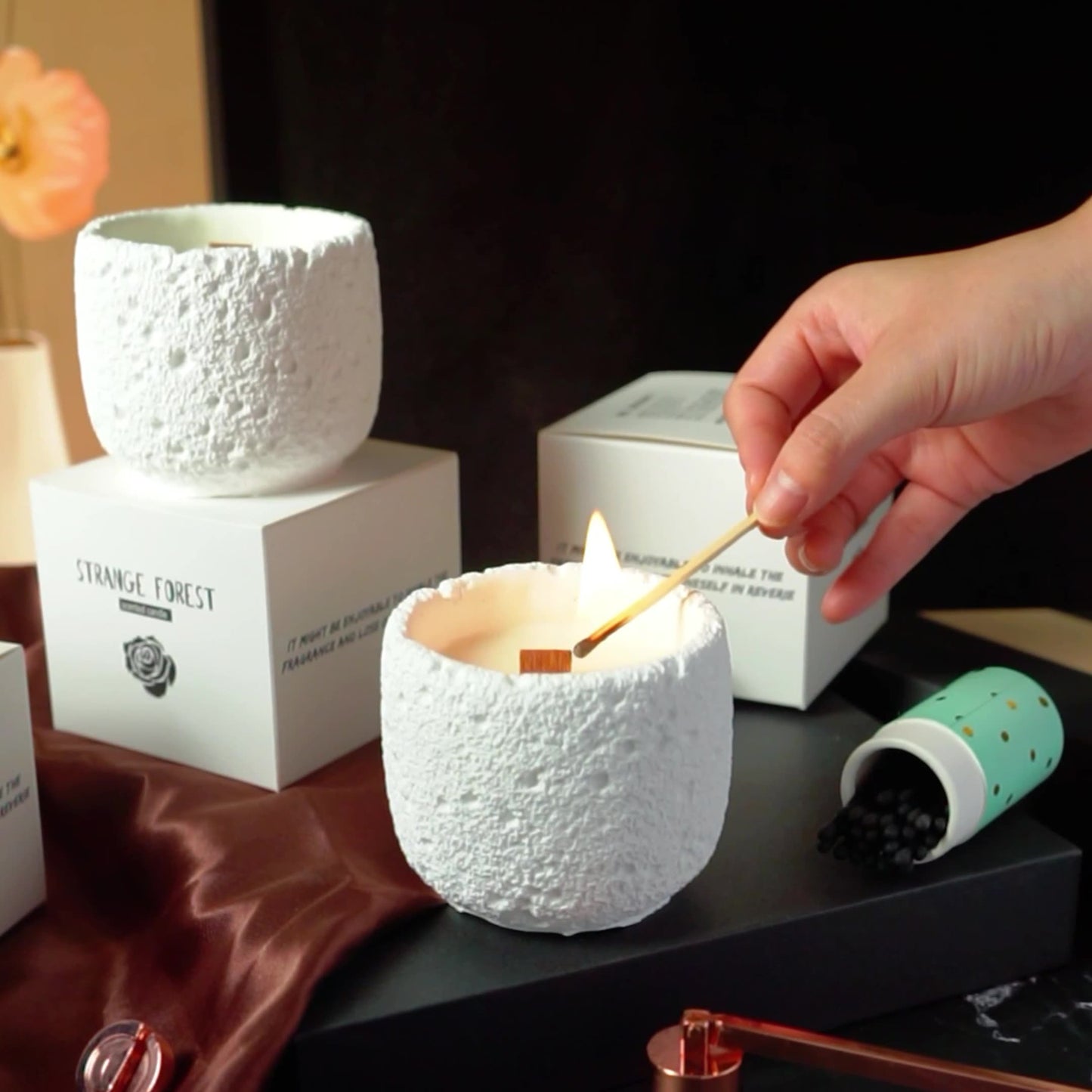 Eco-Friendly Plaster Cup Scented Candle - Natural Soy Wax Aromatherapy Gifts, Flameless Smokeless Home Decor, Luxury Wedding Favors & Photo Props