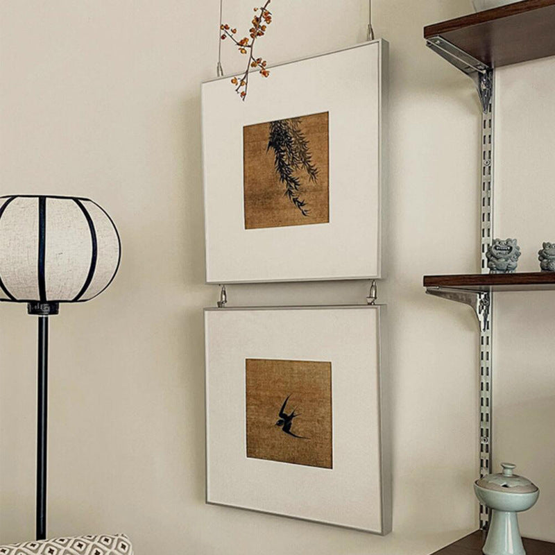 Song Dynasty Style Sparrow Art Print - Asian Zen Entryway Decor, Natural Wood Framed Wall Art for Living Room & Study, Chinese Minimalist Housewarming Gift