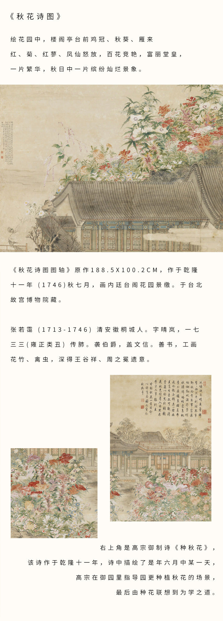 "Zhang Ruoai Qing Dynasty Flower Painting, Chinese Vintage Botanical Wall Art, Asian Ink Wash Canvas Print, Wabi-Sabi Solid Wood Frame, Oriental Living Room Sofa Background Mural, Autumn Poetry Scroll"