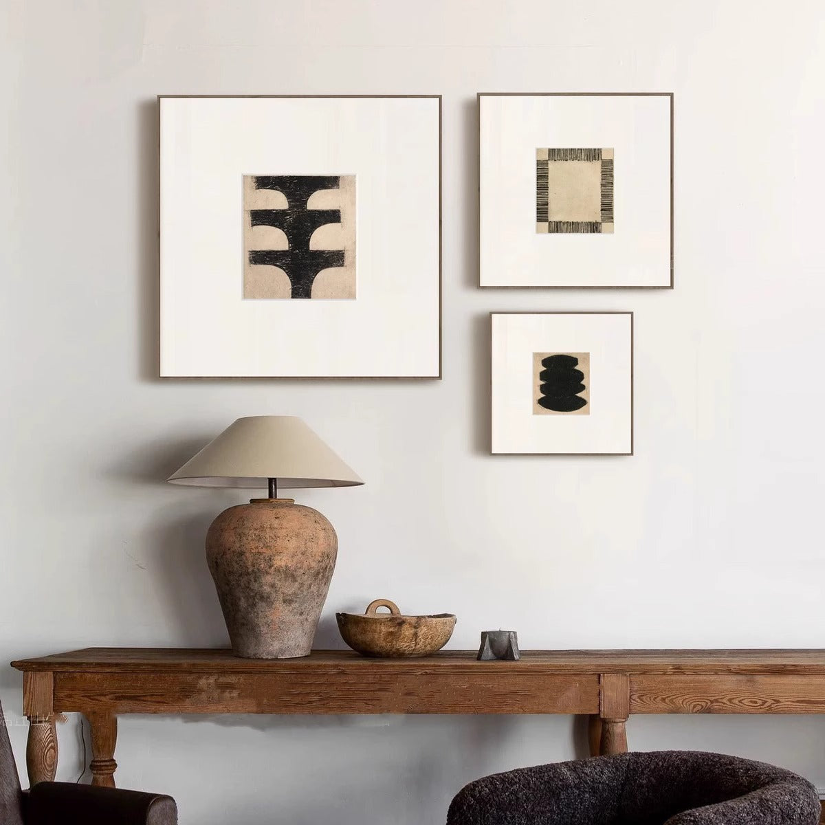 Wabi-Sabi Mid-Century Modern Abstract Wall Art - Japanese Inspired Wall Art for Living Room, Scandinavian Minimalist Painting for Bedroom, Curated Gallery Ready Hanging