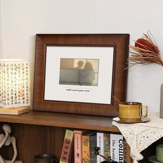 Solid Wood Frame Vintage Brown Tones French Mid-Century Modern Wall Art - Maillard Aesthetic Living Room Painting, Abstract Textured Canvas Print, Brown Gallery Wall Decor, Premium Bedroom Artwork