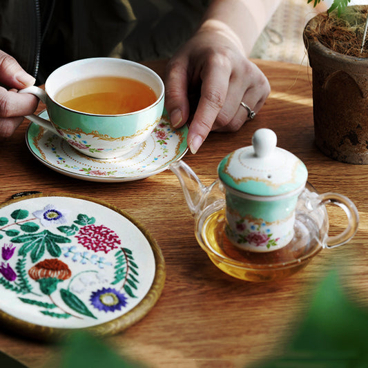 "Luxury English Afternoon Tea Set for One - European Ceramic Nesting Teapot & Teacup, Single-Serve Tea Brewing Kit, Elegant Floral Design, BPA-Free Porcelain, Perfect for Home Tea Rituals & Gift-Giving"