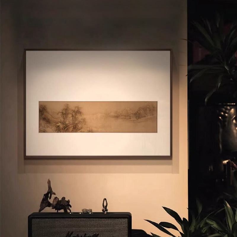 Z"Chinese Zen Landscape Wall Art, Wabi-Sabi Ink Wash Painting for Office Background, Tea Room Meditation Scroll, Minimalist Oriental Mountain Water Style, Entryway Abstract Nature Mural"