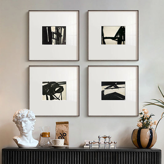 Scandinavian Minimalist Abstract Wall Art - Wabi-Sabi Black and White Brushstroke Painting, Nordic Line Art for Dining Room & Living Room, Zen Inspired Oriental Canvas, Curated Gallery Ready Fine Art Print