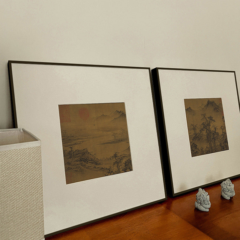 Song Dynasty Style Sparrow Art Print - Asian Zen Entryway Decor, Natural Wood Framed Wall Art for Living Room & Study, Chinese Minimalist Housewarming Gift