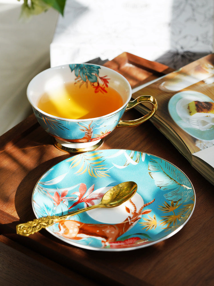 Couple Coffee Mug Set, Fine Bone China - European Mild Luxury, Elegant English Afternoon Tea Cups, Premium Ceramic, Gift Box for Anniversary/Wedding