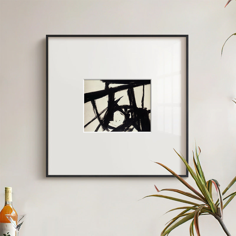 Scandinavian Minimalist Abstract Wall Art - Wabi-Sabi Black and White Brushstroke Painting, Nordic Line Art for Dining Room & Living Room, Zen Inspired Oriental Canvas, Curated Gallery Ready Fine Art Print