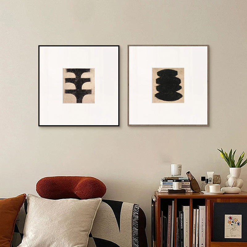 Wabi-Sabi Mid-Century Modern Abstract Wall Art - Japanese Inspired Wall Art for Living Room, Scandinavian Minimalist Painting for Bedroom, Curated Gallery Ready Hanging