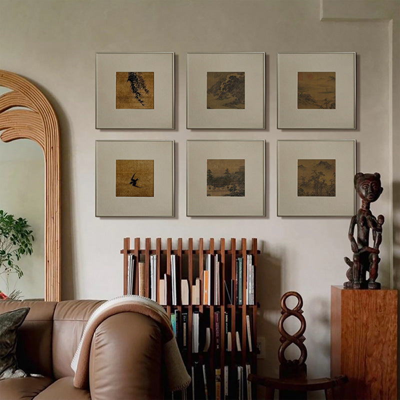 Song Dynasty Style Sparrow Art Print - Asian Zen Entryway Decor, Natural Wood Framed Wall Art for Living Room & Study, Chinese Minimalist Housewarming Gift