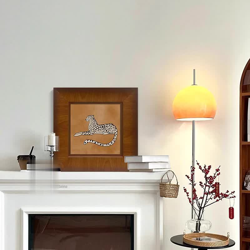 "Money Leopard" French Mid-Century Modern Wall Art Set, Solid Wood Frame Gallery Canvas Prints, Luxury Safari Animal Painting for Living Room Sofa Background Wal