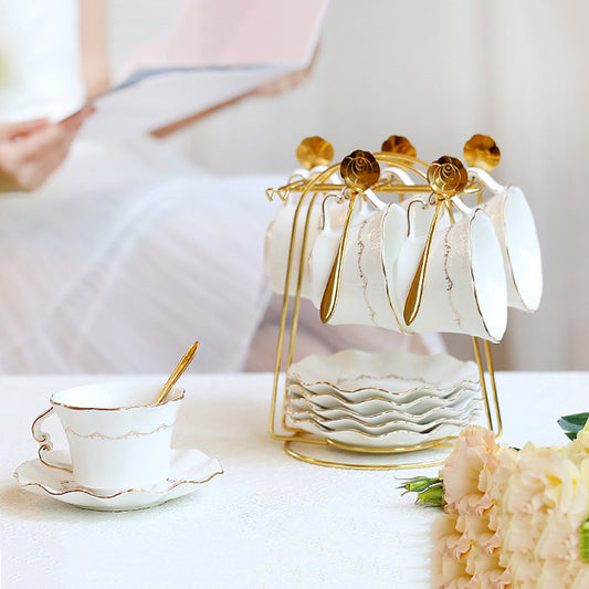 "European Floral Tea Cup Set - Small Luxury Ceramic Coffee Cup, English Bohemian Afternoon Tea Cups, Vintage Floral Design, Perfect for Solo Tea Time & Home Decor, Spoon Not Included"