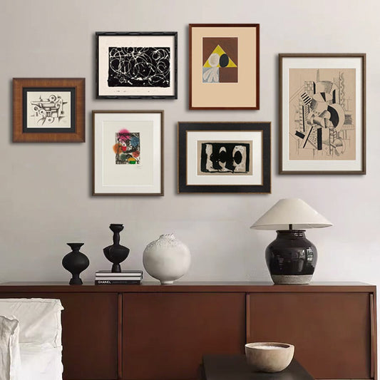 Vintage Solid Wood Picture Frames Mid-Century Modern Art Gallery Wall Set, Premium Boho Wall Art for Living Room, Bedroom, Dining Room, Office, Entryway Decor