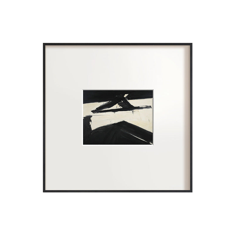 Scandinavian Minimalist Abstract Wall Art - Wabi-Sabi Black and White Brushstroke Painting, Nordic Line Art for Dining Room & Living Room, Zen Inspired Oriental Canvas, Curated Gallery Ready Fine Art Print
