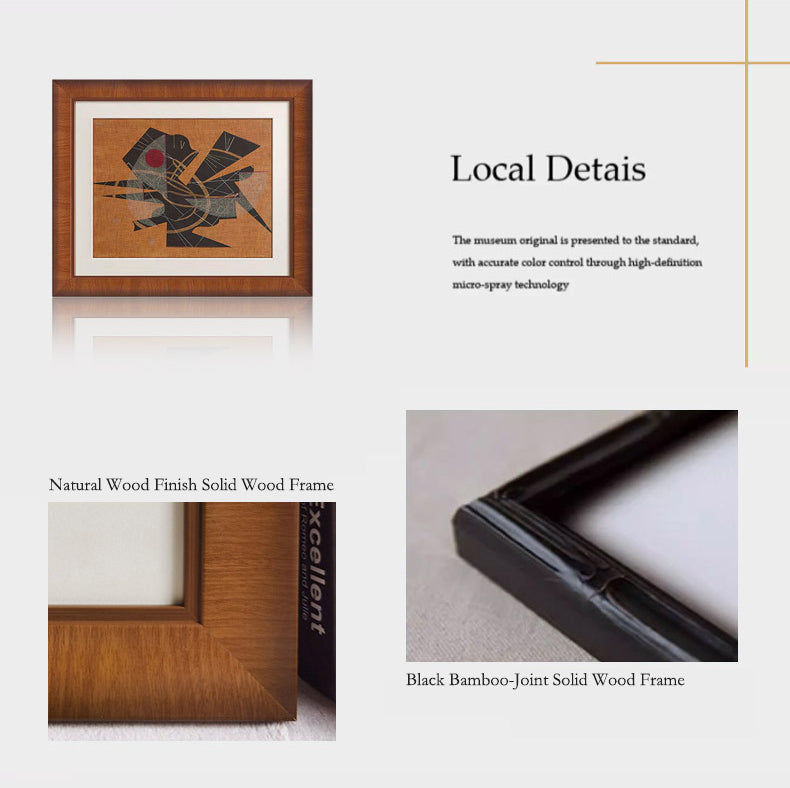 Premium Solid Wood Picture Frame - High-End French Vintage Old Money Style Living Room Accent Wall Art, Nordic Mid-Century Abstract Painting Set