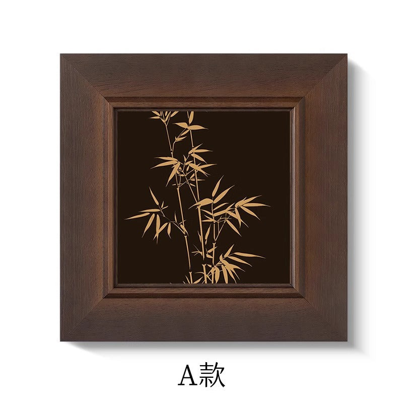 French Mid-Century Wall Art - New Chinese Style  Bamboo Shadows  Botanical Print for Living Room, Zen Asian Entryway Decor, Oriental Study Room & Bedroom Painting