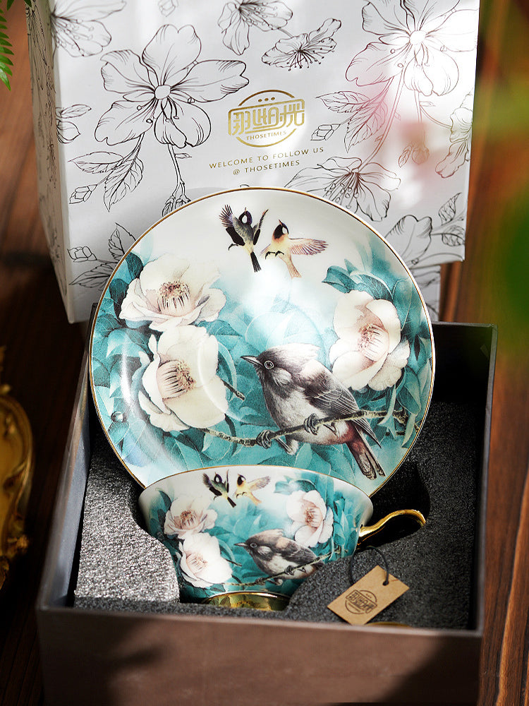 "Luxury Ceramic Afternoon Tea Set with Candle Warmer - English High Tea & French Style, Fruit Infuser Teapot, Floral Teacups, Elegant Tea Service for Home Ambiance & Gift-Giving"