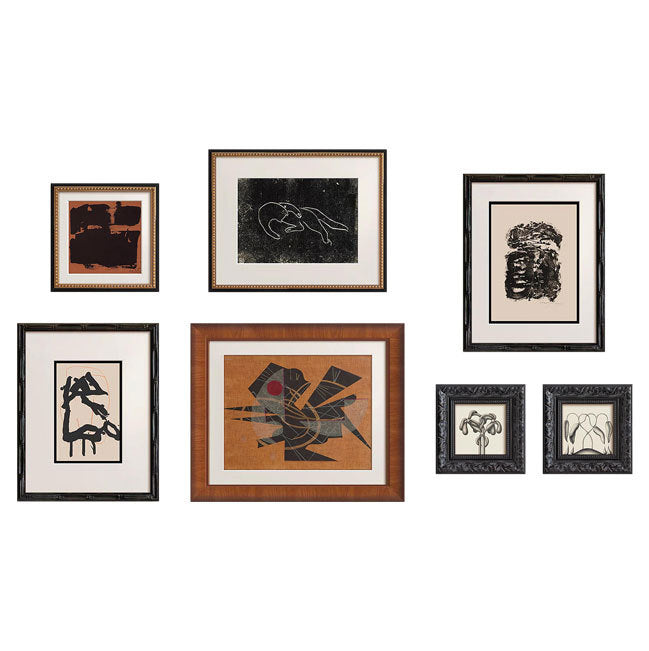 Premium Solid Wood Picture Frame - High-End French Vintage Old Money Style Living Room Accent Wall Art, Nordic Mid-Century Abstract Painting Set