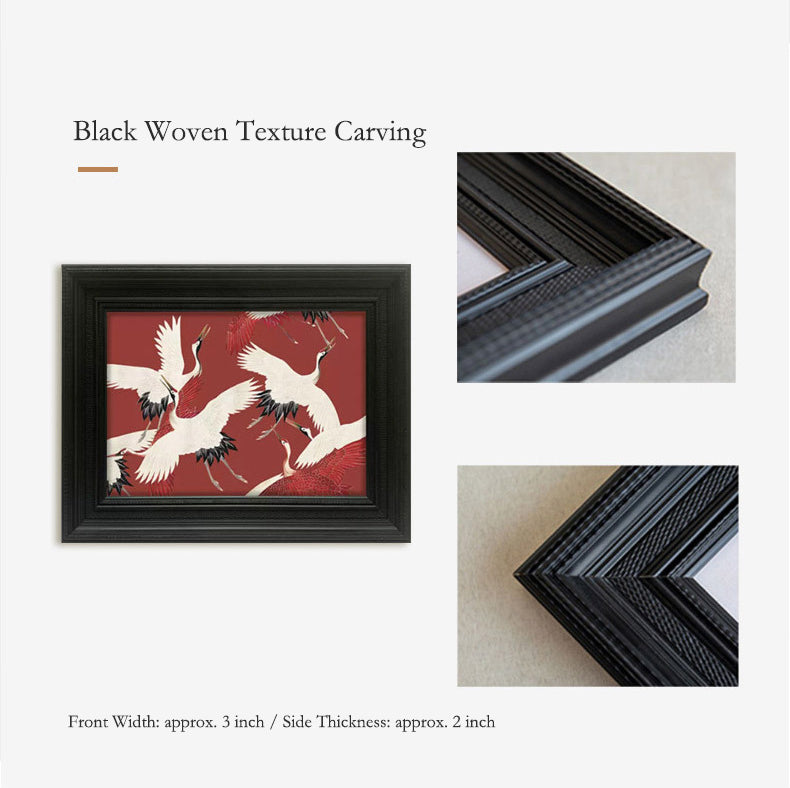 "New Chinese Style Crane Painting 'Breeze with Rising Crane', Boho Chic Mid-Century Modern Wall Art, Oriental Zen Decor for Living Room, Dining Room, Entryway, Gold Leaf Canvas Print for Luxury Home Decor"