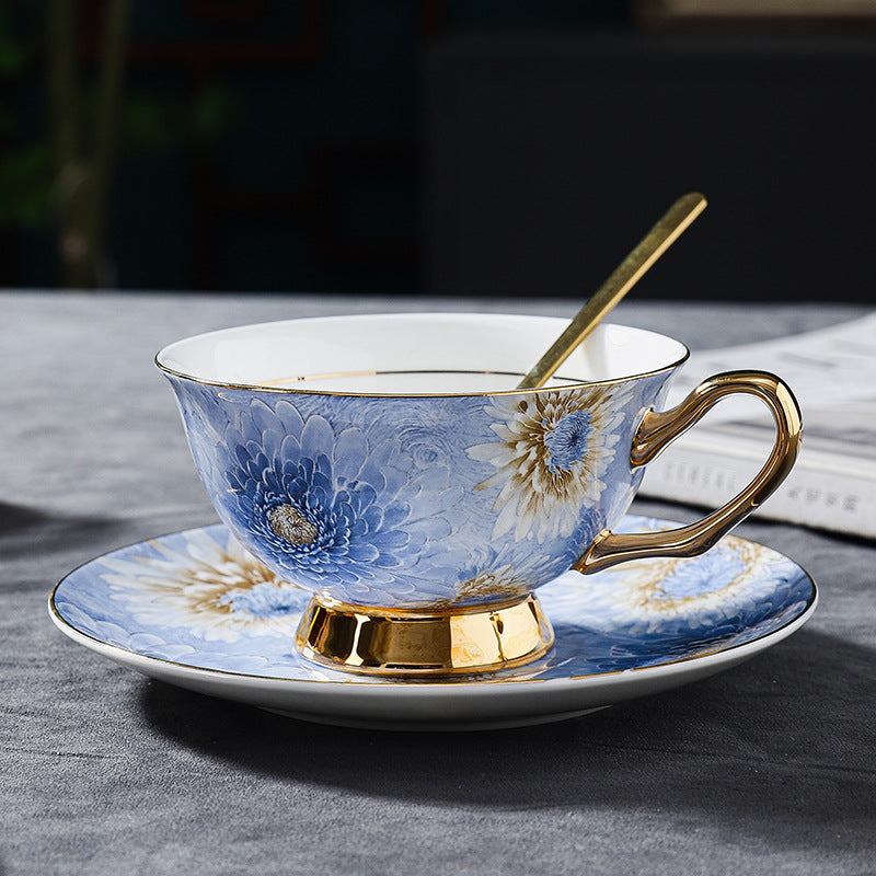 Luxury Fine Bone China Coffee Cup Set - Elegant Afternoon Tea Cups & Saucers, High-End Minimalist Tableware with Premium Aesthetic, Unique Gift Box for Housewarming & Weddings
