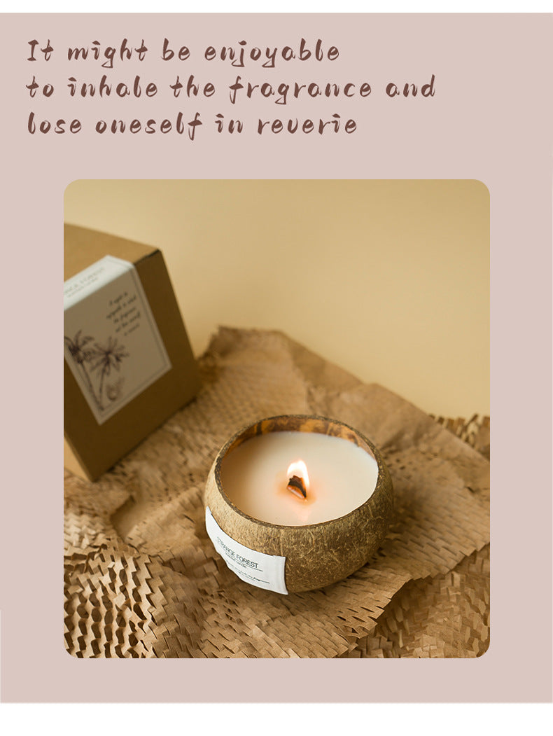 【 $9.99 each - Mix & Match 3-Piece Set】Wholesale Natural Coconut Shell Vanilla Candles Bulk - Custom Aromatherapy Soy Wax Candles, Home Decor Gift, Private Label Shipping