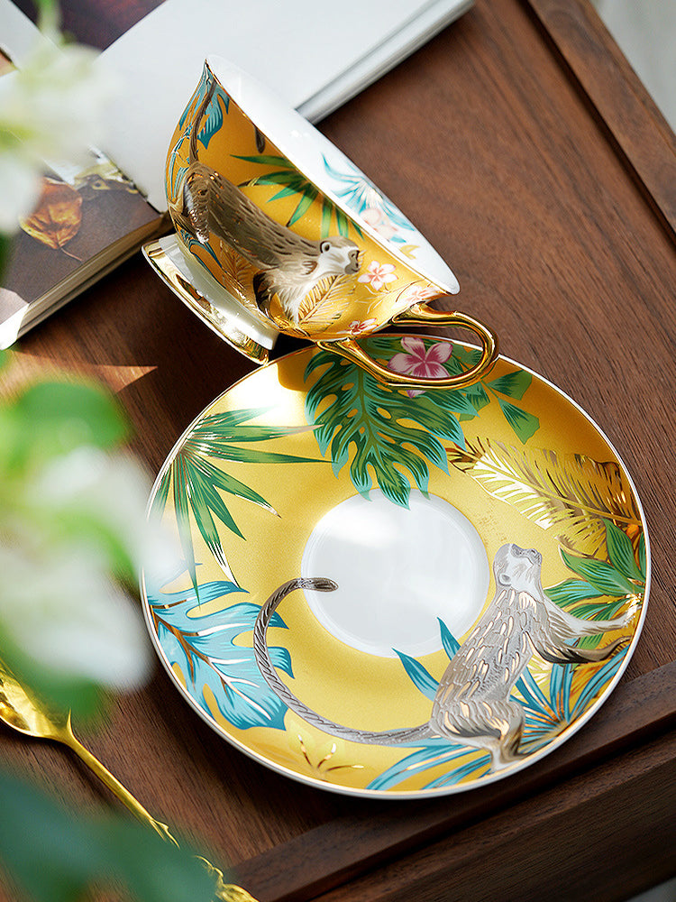 Couple Coffee Mug Set, Fine Bone China - European Mild Luxury, Elegant English Afternoon Tea Cups, Premium Ceramic, Gift Box for Anniversary/Wedding