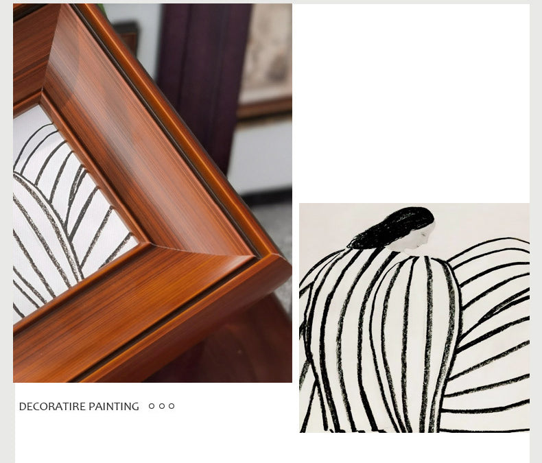 Solid Wood Frame Modern Minimalist Abstract Luxury Art Combination Decorative Painting, Mid-Century Modern Style Living Room Sofa Background, Restaurant Fireplace Wall Art