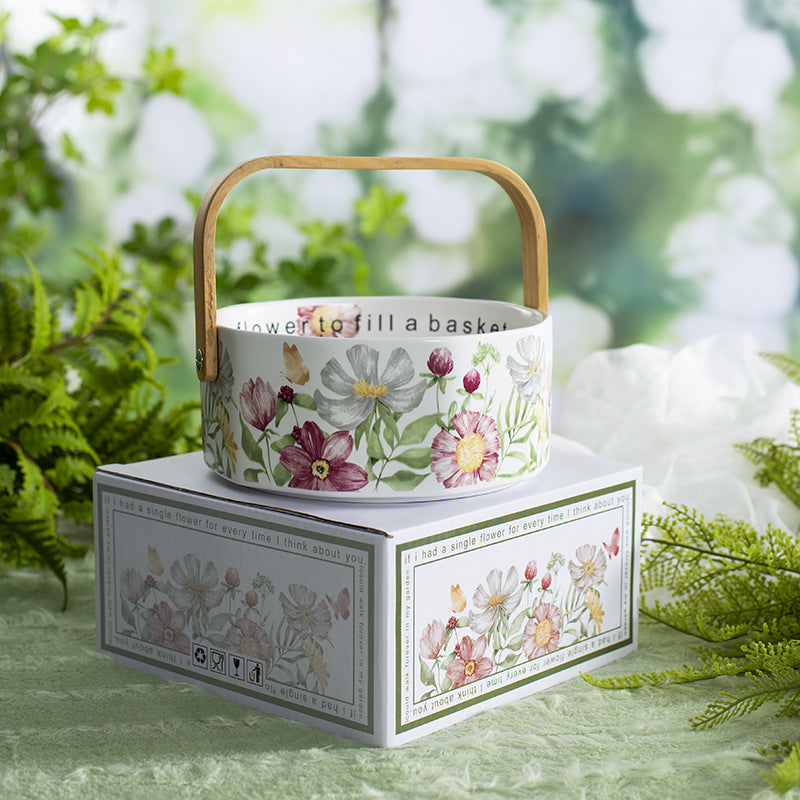 Garden Fruit Basket Ceramic Drinkware Set - Premium Porcelain Cold Water Kettle, Coffee Mug & Cup Saucer, Rustic Modern Farmhouse Style, Microwave & Dishwasher Safe, Ideal for Daily Use & Housewarming Gift