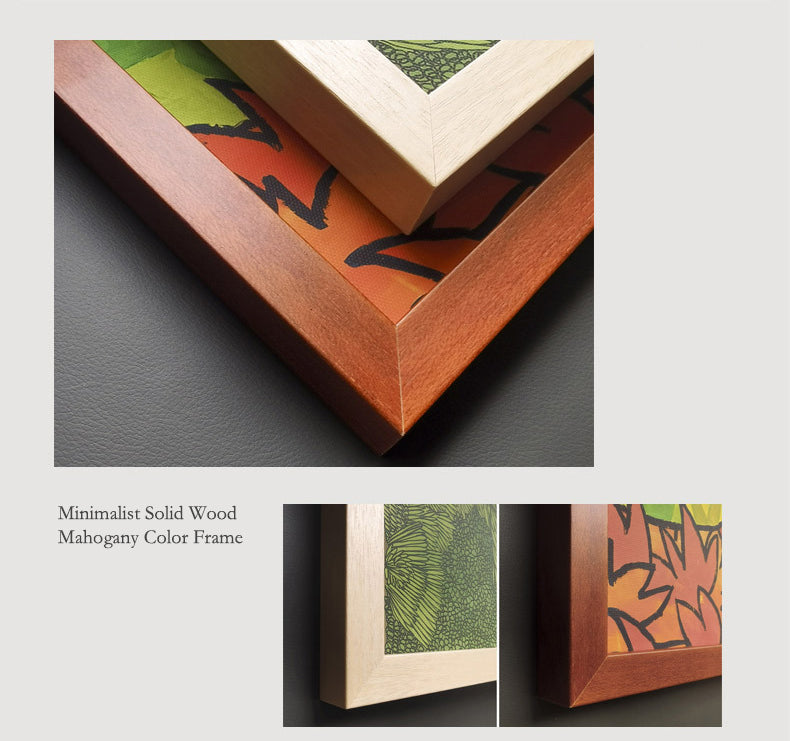 Solid Wood Frame Modern Minimalist Abstract Luxury Art Combination Decorative Painting, Mid-Century Modern Style Living Room Sofa Background, Restaurant Fireplace Wall Art