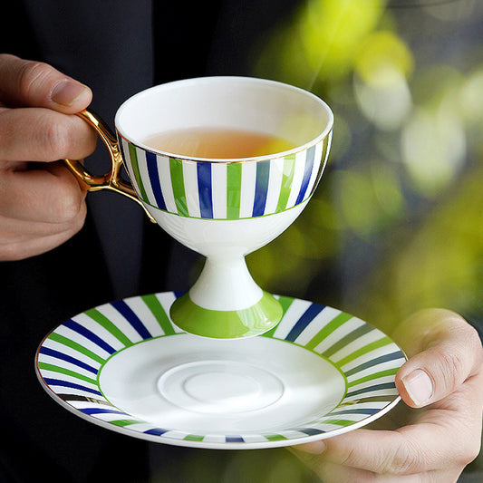 Fine Bone China Coffee & Afternoon Tea Cup Saucer Set - Exquisite European Luxury, Vintage British Design, Aesthetic Handmade for Tea Party, Gift-Ready with Box