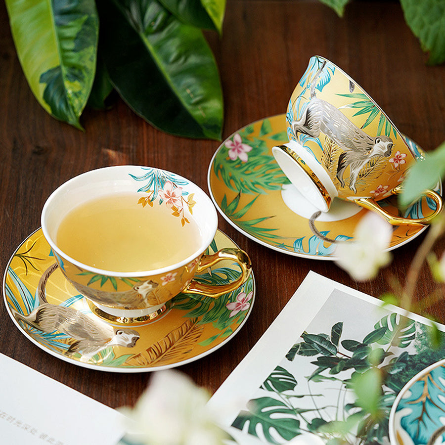 Couple Coffee Mug Set, Fine Bone China - European Mild Luxury, Elegant English Afternoon Tea Cups, Premium Ceramic, Gift Box for Anniversary/Wedding