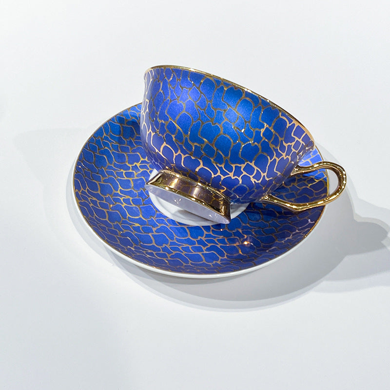 Linguang Bone China Coffee Cup & Saucer Set, Luxury Gold Trimmed Elegant Tea Set for Afternoon Tea, Vintage Ceramic Mugs, Gift Box for Women, Wedding & Housewarming Gift