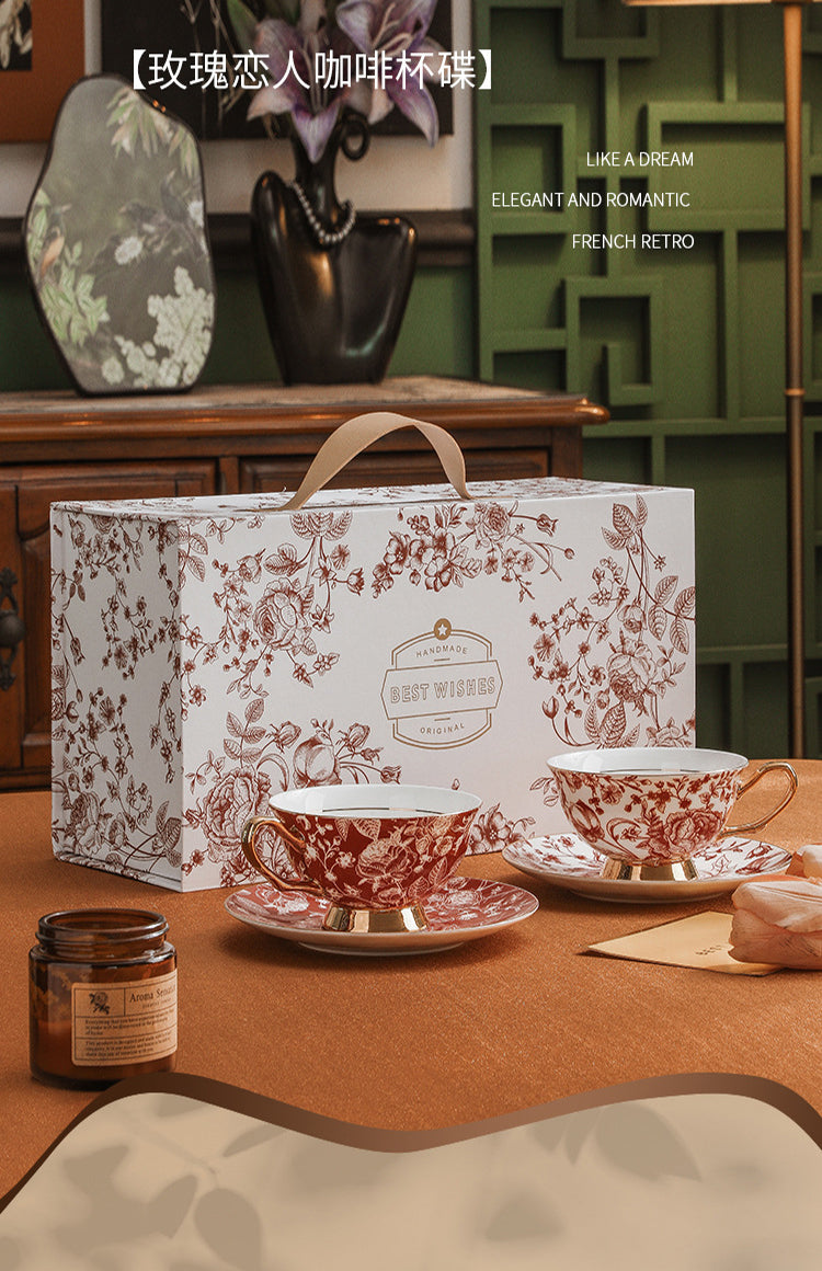 legant Bone China Coffee Cup & Saucer Set, Luxury Wedding & Bridal Shower Guest Gift, European Vintage Tea Set for Afternoon Tea, Exquisite Souvenir, Gift Ready Box