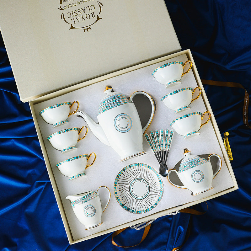Luxury Fine Bone China Coffee & Tea Cup Set with Saucers, Elegant European/English Style, High-End Aesthetic Tableware for Afternoon Tea, Gold Rim, Microwave Safe, Premium Gift Box for Wedding, Housewarming & Mother's Day - Modern Home Decor