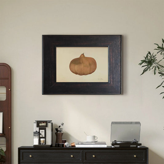 Mid-Century Modern "Calabash Blessing" Wall Art, Wood Frame Print for Living Room, Scandinavian Retro Dining Room Decor, Vintage Study Art Poster