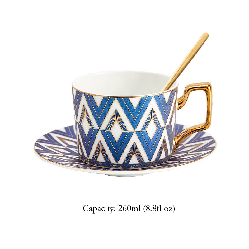 Luxury Ceramic Coffee Mug & Saucer Gift Set, Elegant Couple Cups for New Home Housewarming, Wedding & Christmas Present, Gold Trimmed Bone China Tea Cup Collection