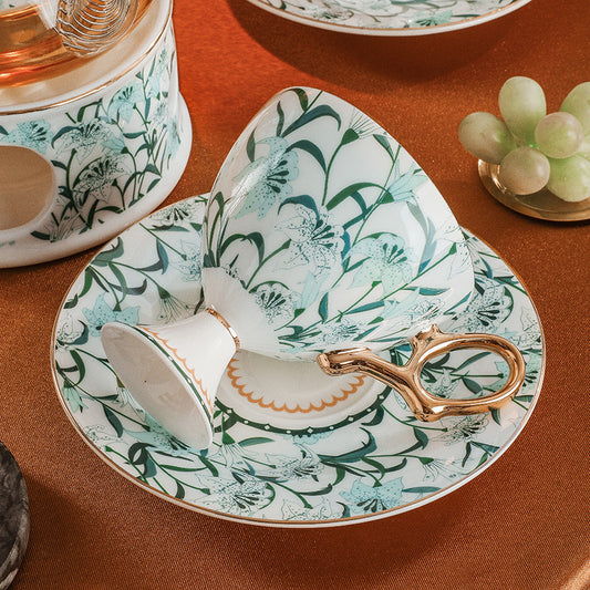 Vintage English Floral & Bird Fine Bone China Coffee Cup Saucer Set, European Afternoon Tea Tableware, Elegant Ceramic Gift Box for Wedding, Mother's Day, Home Decor, Microwave Safe