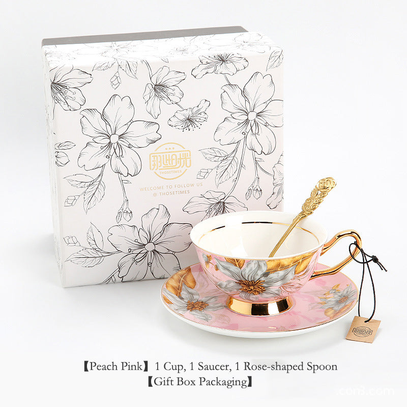 Luxury Ceramic Couple Mugs | Elegant Bone China Tea Cup and Saucer Set with Gold Wire Pattern, Romantic English Afternoon Tea Gift for Couples