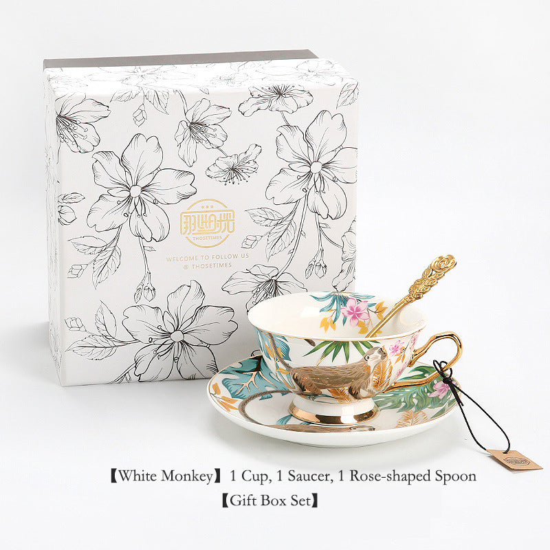 Couple Coffee Mug Set, Fine Bone China - European Mild Luxury, Elegant English Afternoon Tea Cups, Premium Ceramic, Gift Box for Anniversary/Wedding