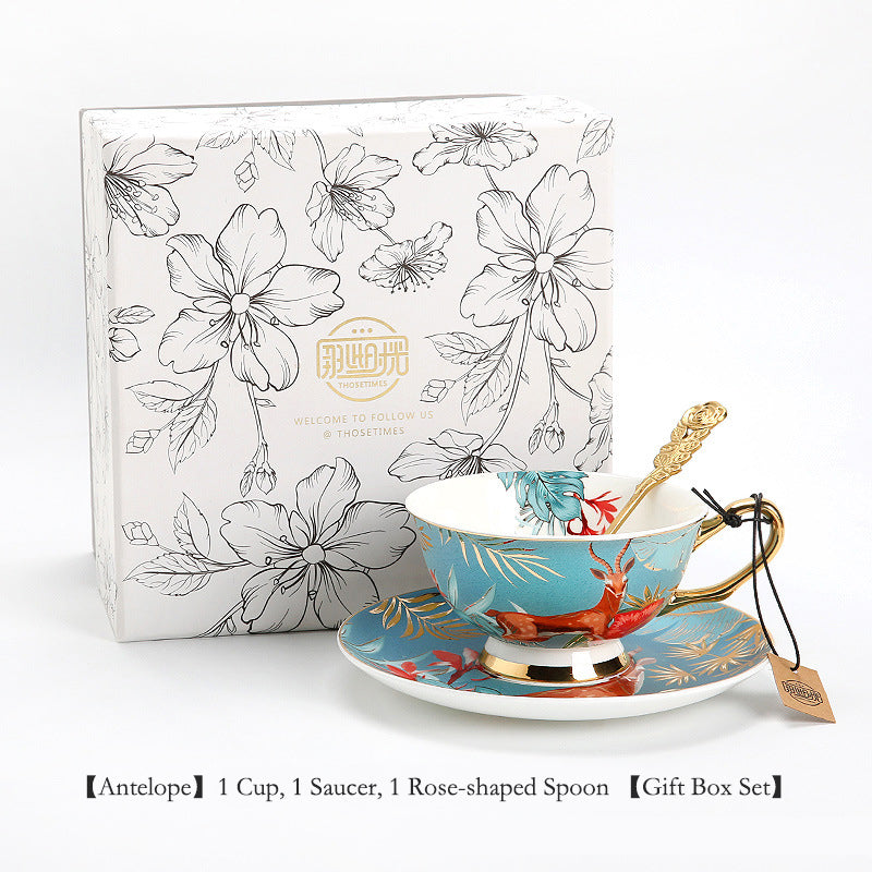 Couple Coffee Mug Set, Fine Bone China - European Mild Luxury, Elegant English Afternoon Tea Cups, Premium Ceramic, Gift Box for Anniversary/Wedding