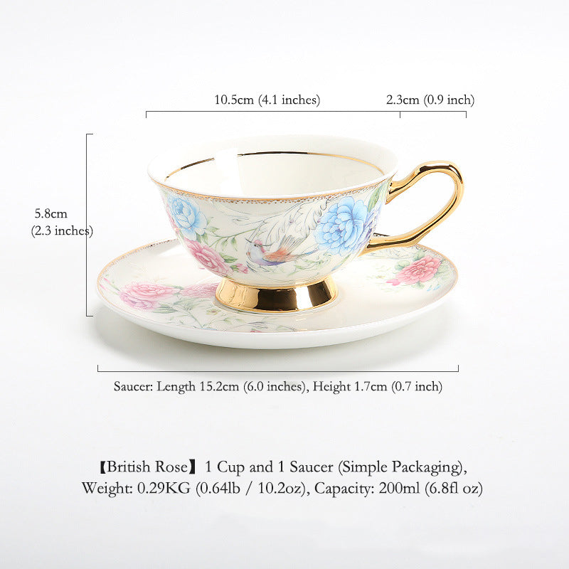 "Luxury Bone China Afternoon Tea Set for One (European Small Luxury) English Low Tea Teapot, Cup & Saucer Set, Exquisite High-End Porcelain Coffee & Tea Service for Elegant Home Entertaining"