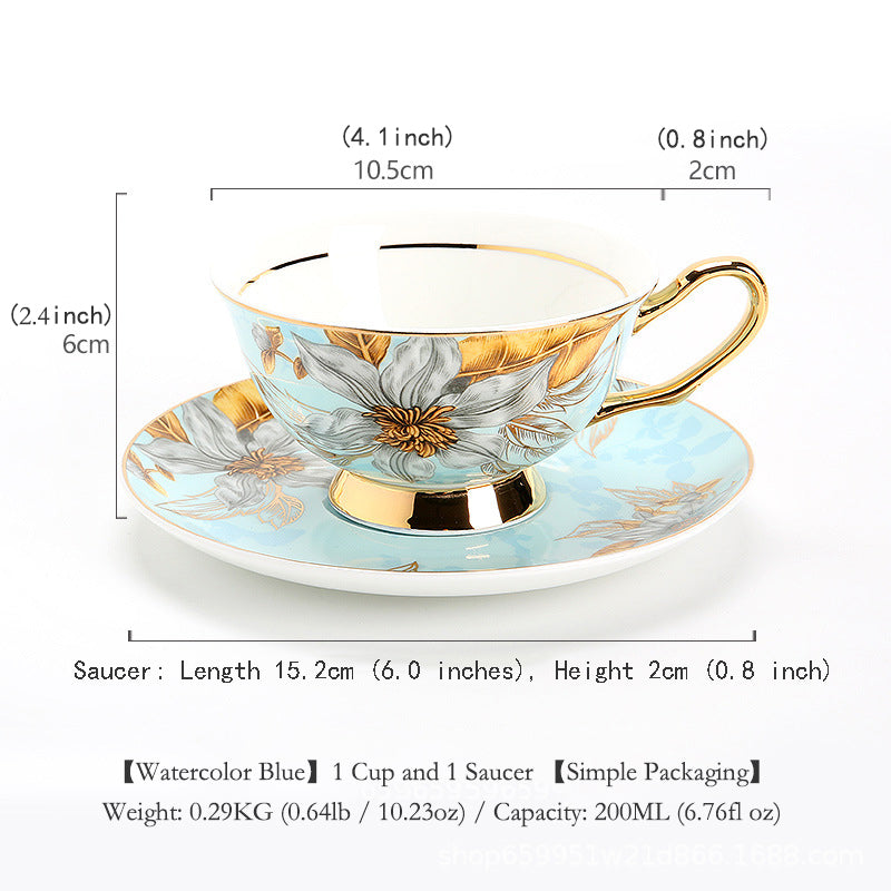 Luxury Ceramic Couple Mugs | Elegant Bone China Tea Cup and Saucer Set with Gold Wire Pattern, Romantic English Afternoon Tea Gift for Couples